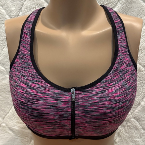 VSX Victoria’s Secret Women's Front Zip Pink and Black Sports Bra - Picture 1 of 7